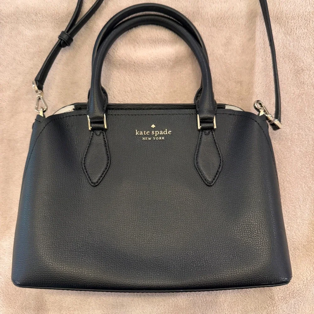 Kate Spade Darcy Satchel Crossbody Black Pebbled Leather Luxe Chic Bag Purse